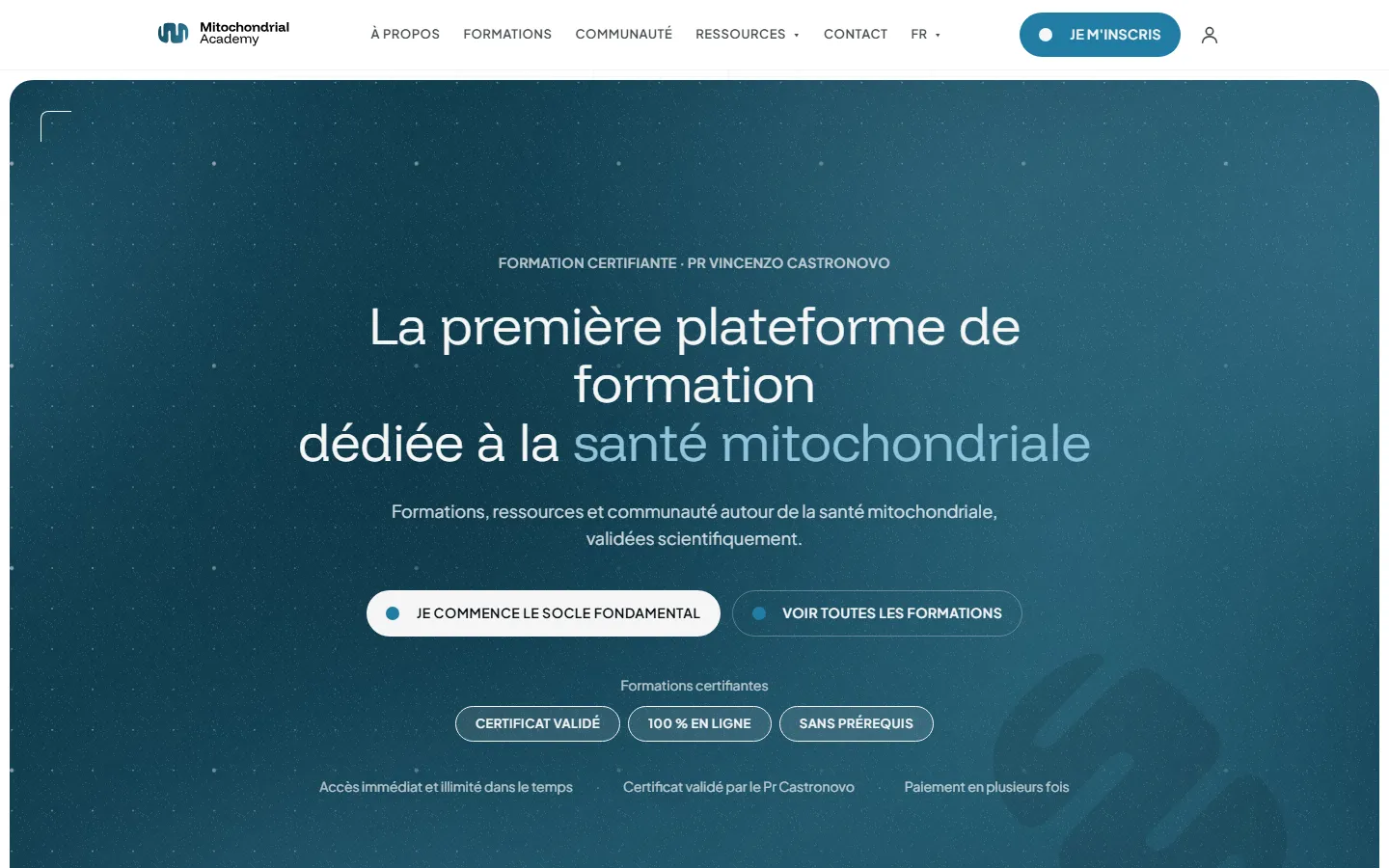 Capture du site Mitochondrial Academy